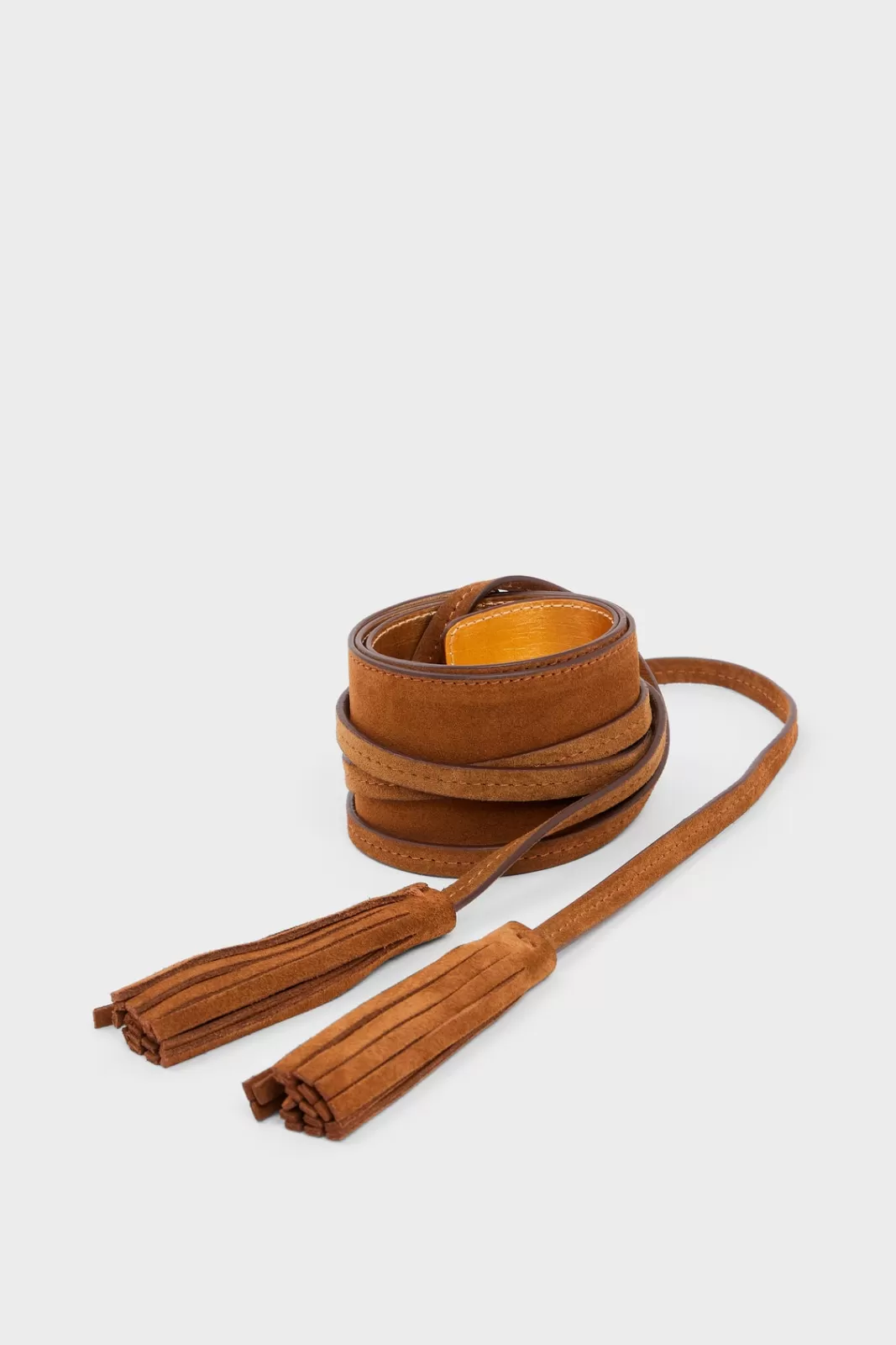 Gerard Darel Ceinture large en cuir velours avec pompons - ORNA