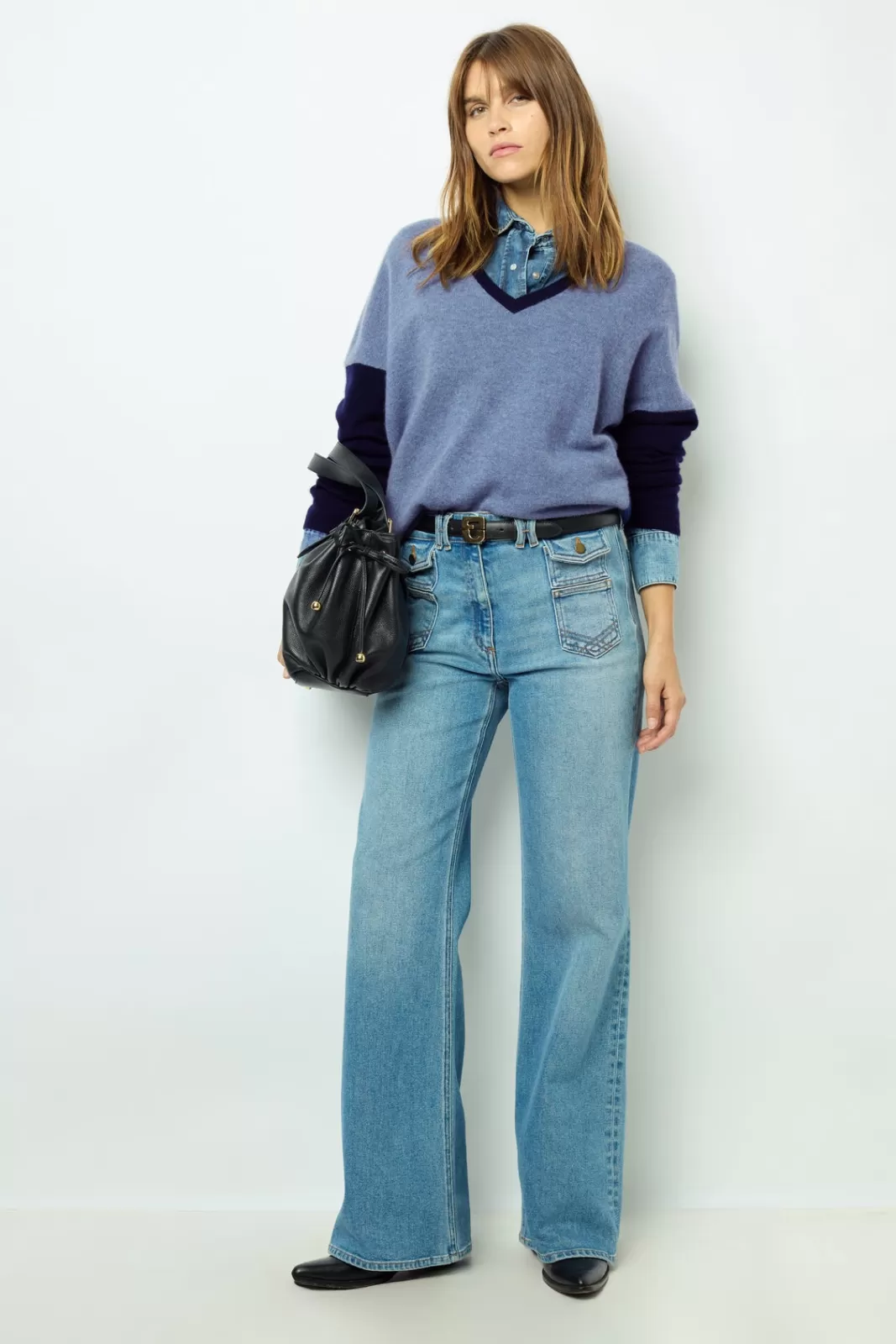 Gerard Darel Pull V color block en cachemire - JALYA