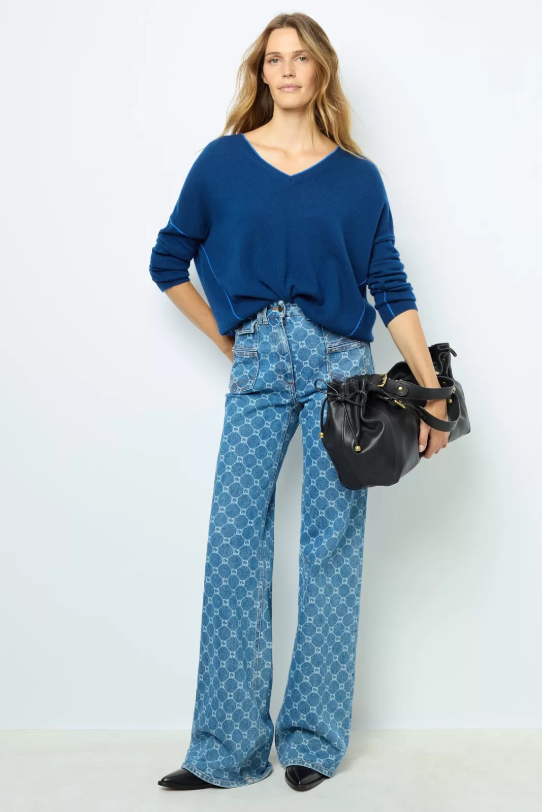 Gerard Darel Pull V en cachemire coutures colorées - LYME