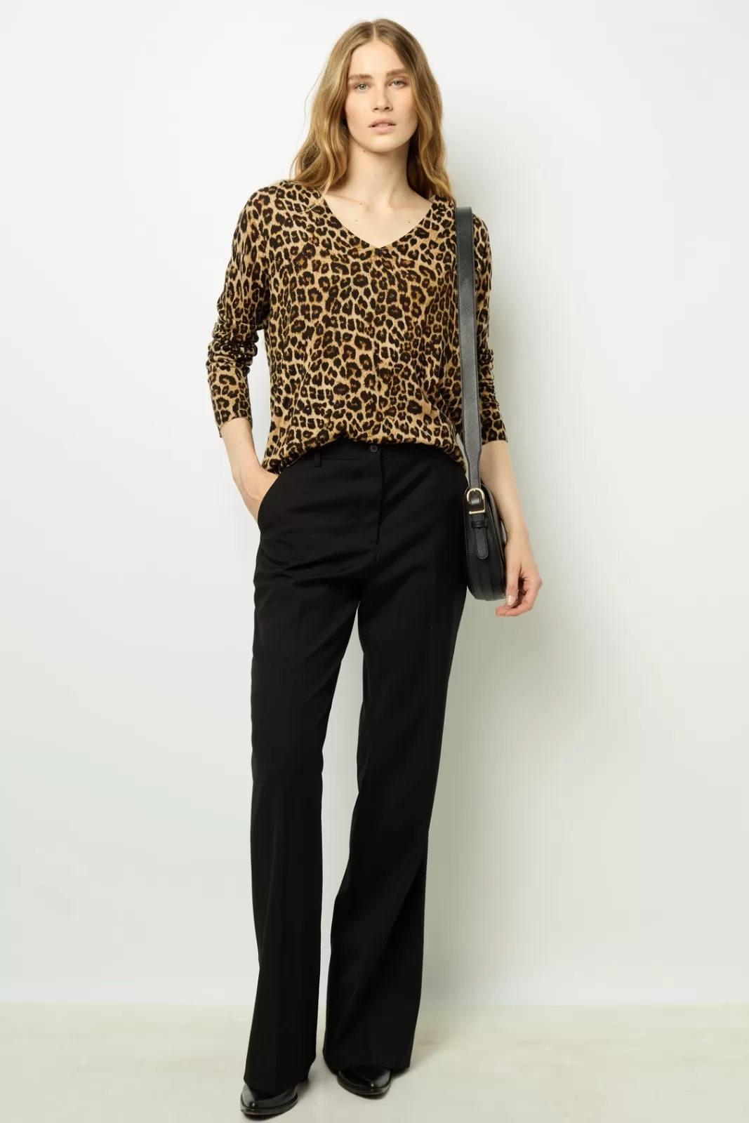 Gerard Darel Pull V léopard en laine fine - JINENE