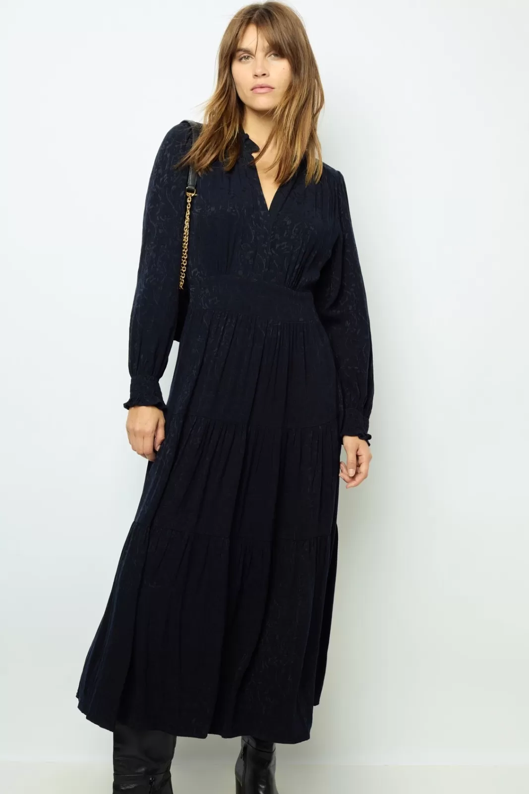 Gerard Darel Robe longue à volants en jacquard - SANDRINE