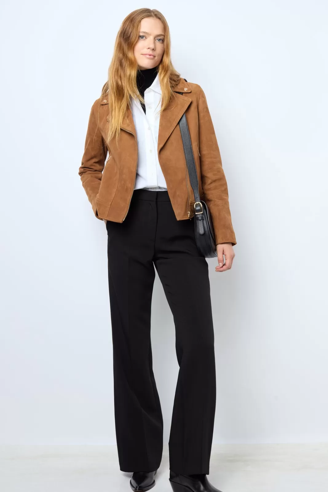 Gerard Darel Veste biker en cuir velours - MAUD