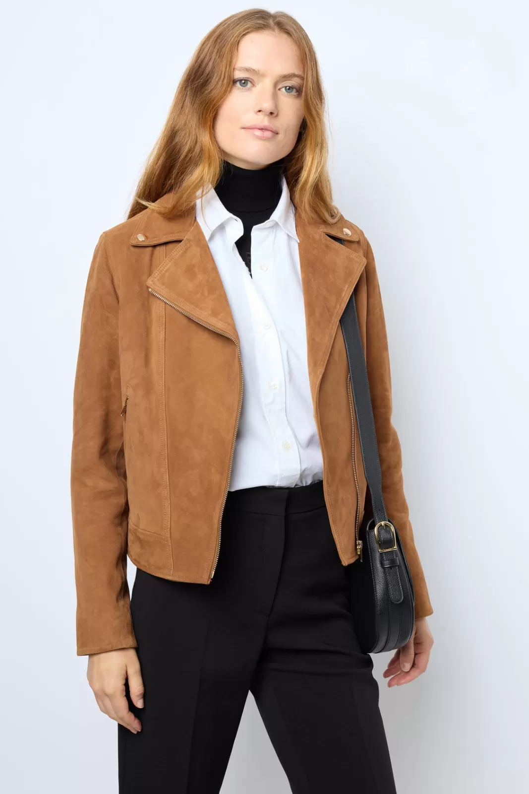 Gerard Darel Veste biker en cuir velours - MAUD