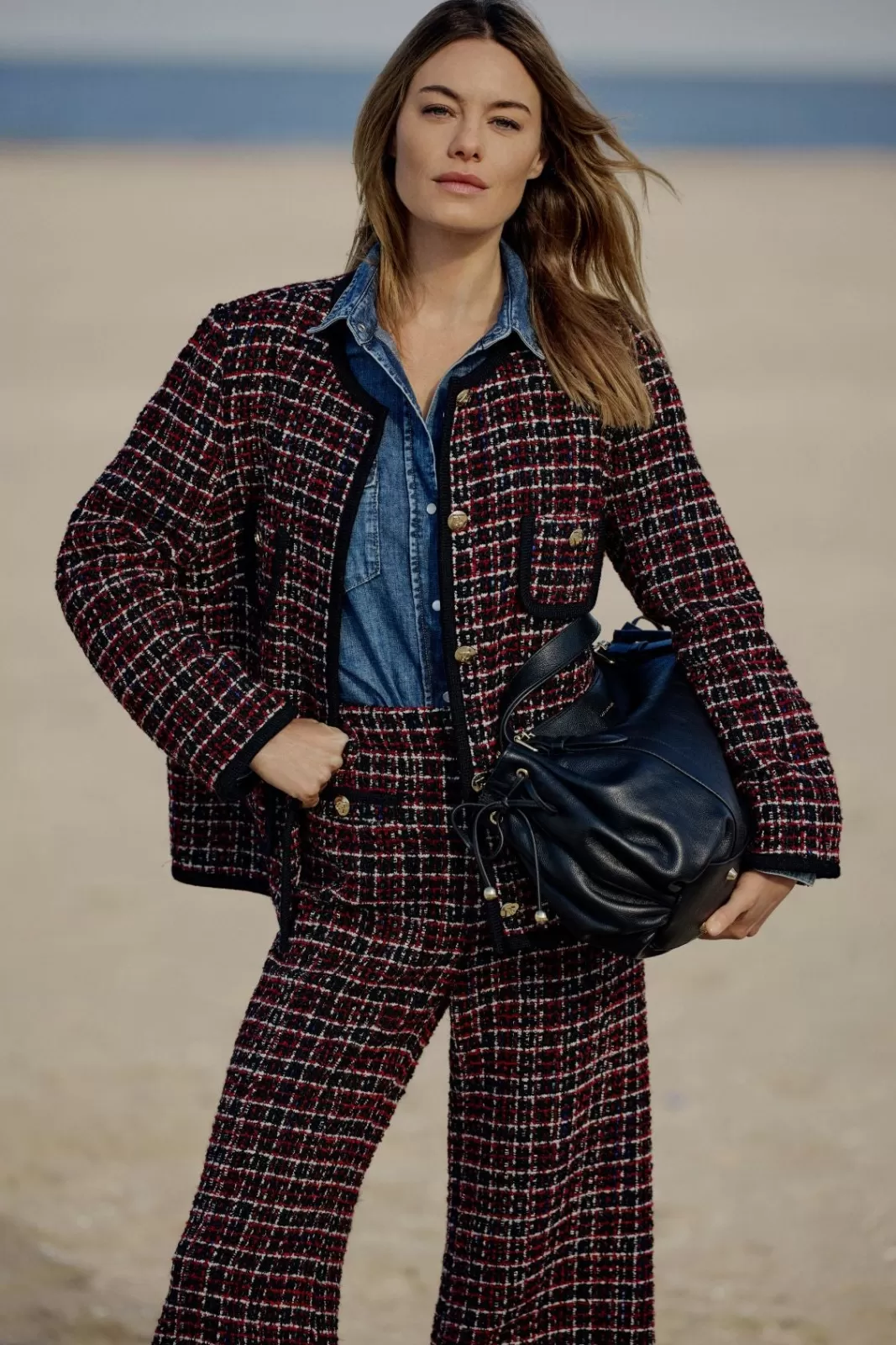 Gerard Darel Veste en tweed rouge et galon - MAIWENN