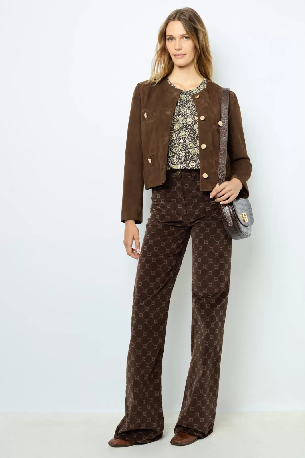 Gerard Darel Veste sans col en cuir velours - BELINA